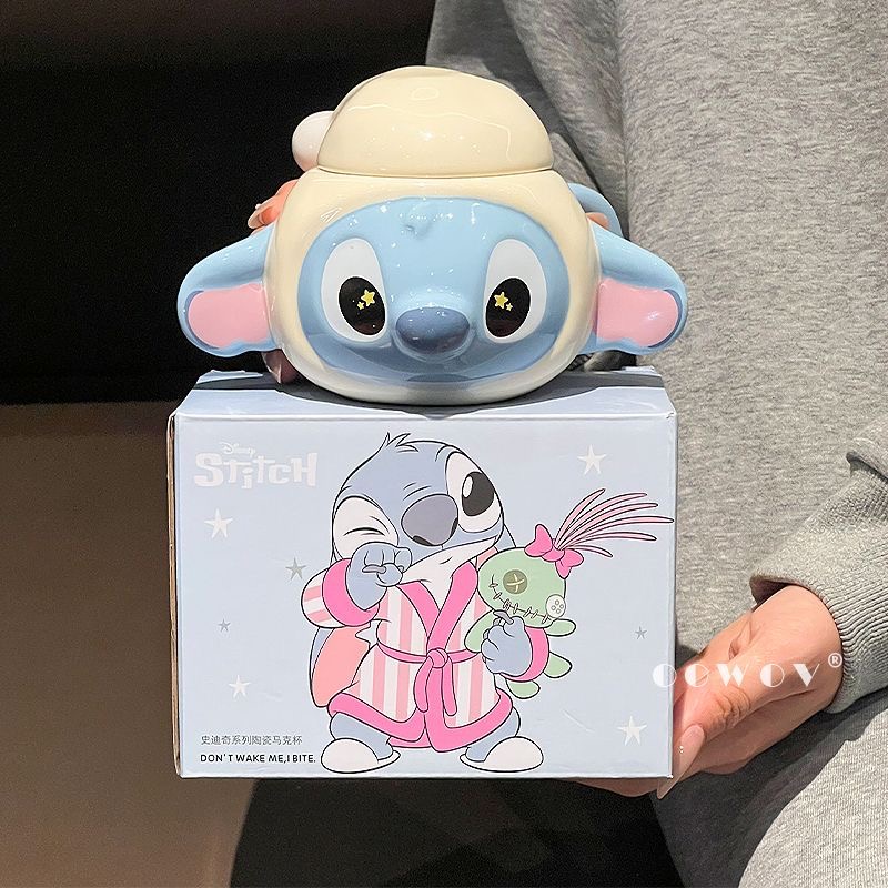 Disney Stitch Mug 2025 New Style Girls' High-Value Ceramic Cup with Lid, Birthday Gift