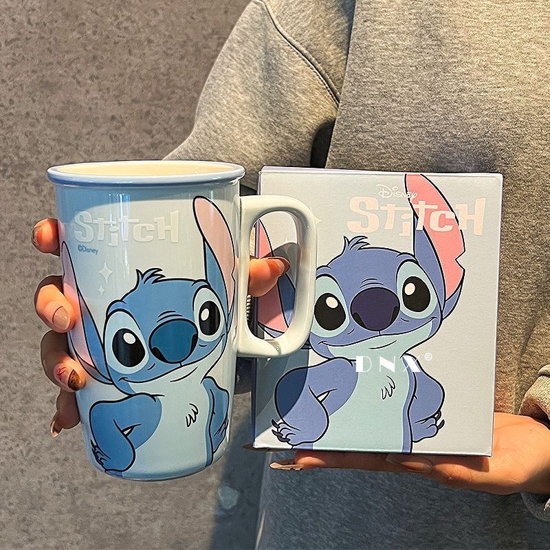 Disney Stitch Mug 2025 New Model for Girls, Ceramic Water Cup for Home, Couple's Birthday Gift