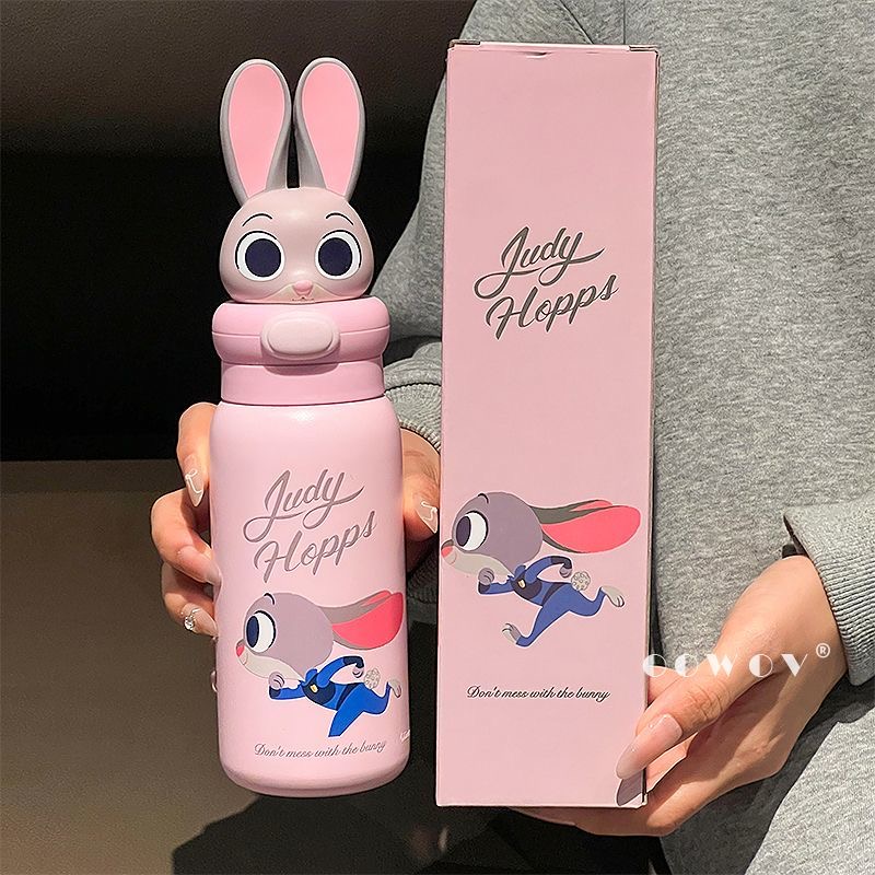 Disney Judy Nick Thermos 2025 New Style High-Value Straw Water Bottle for Girls, School Use, Birthday Gift