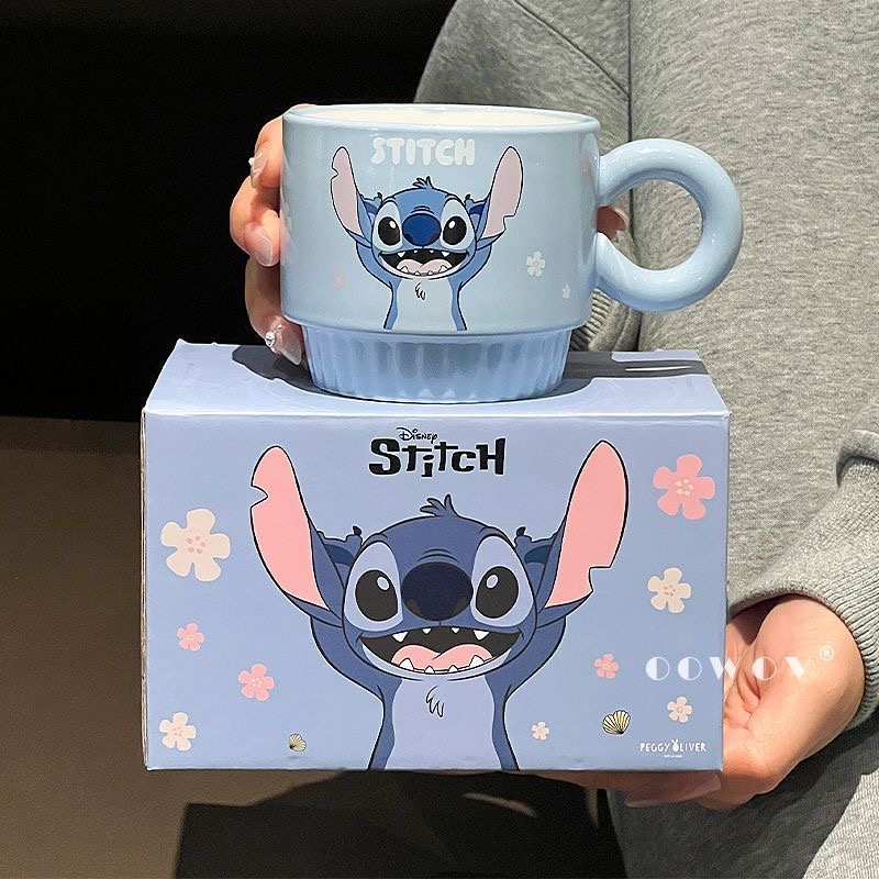 Disney Stitch Mug 2025 New Couple's Ceramic Coffee Cup for Girls, Stylish and High-Quality