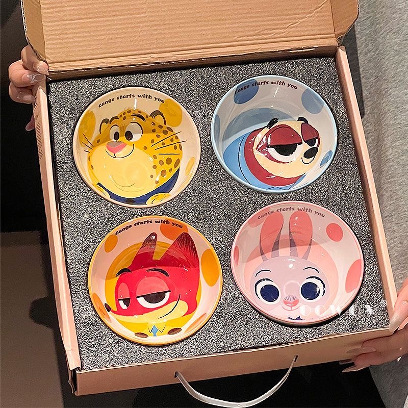 Disney Judy Nick Ceramic Bowl Set 2025 New Style High-Value Rice Bowls for Women, Children's Soup Bowls, Birthday Gift