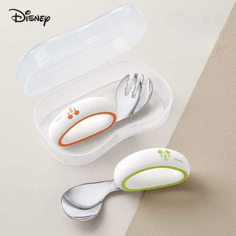 Disney Stainless Steel Children's Baby Feeding Fork and Spoon Set, Helping Babies Learn to Eat Independently - 图片 4